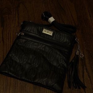 Chic Retro Black Crossbody Bag with Tassel